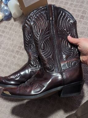 Laredo Men's Western Leather Cowboy Boots - Dark Brown Size 10